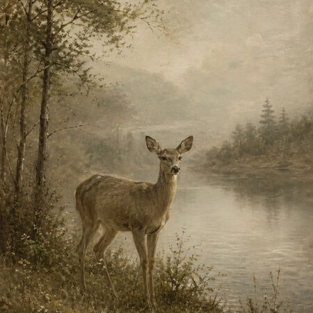 Πίνακας σε Καμβά VINTAGE DARK ACADEMIA DEER -  Sticky 5