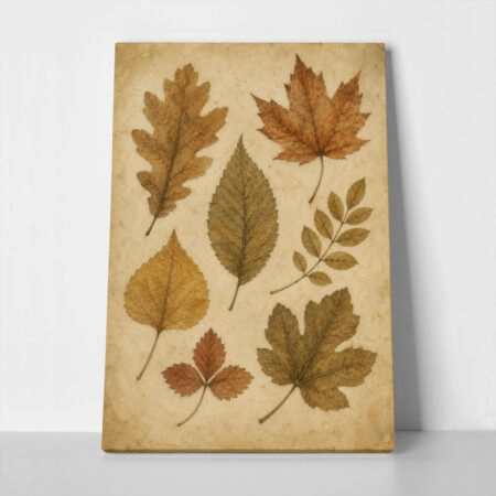 Πίνακας σε Καμβά VINTAGE DARK ACADEMIA DRIED LEAVES - 