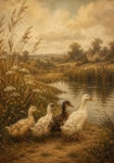 Πίνακας σε Καμβά VINTAGE DARK ACADEMIA DUCKS