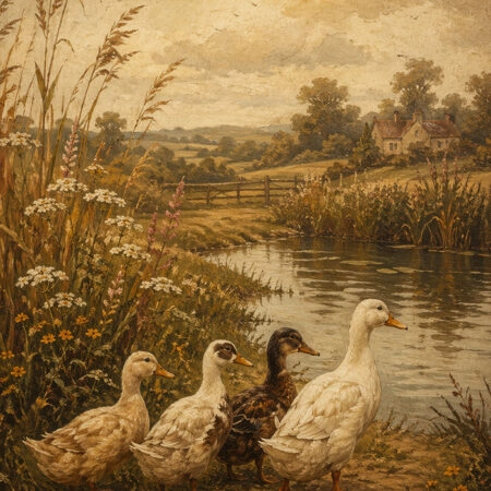 Πίνακας σε Καμβά VINTAGE DARK ACADEMIA DUCKS - Vintage Sticky 5