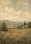 Πίνακας σε Καμβά VINTAGE DARK ACADEMIA FIELD 3