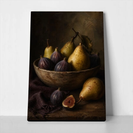 Πίνακας σε Καμβά VINTAGE DARK ACADEMIA FIGS AND PEARS