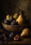 Πίνακας σε Καμβά VINTAGE DARK ACADEMIA FIGS AND PEARS