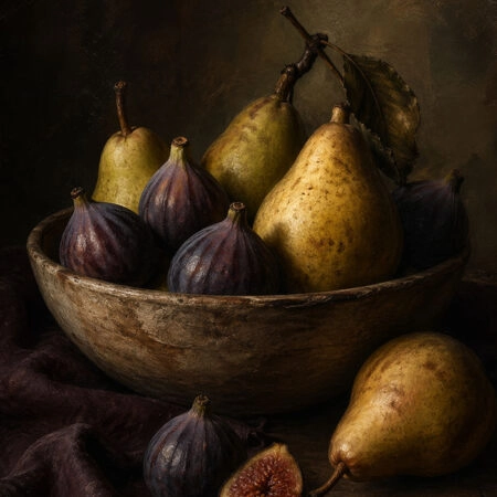 Πίνακας σε Καμβά VINTAGE DARK ACADEMIA FIGS AND PEARS - Vintage Sticky 5