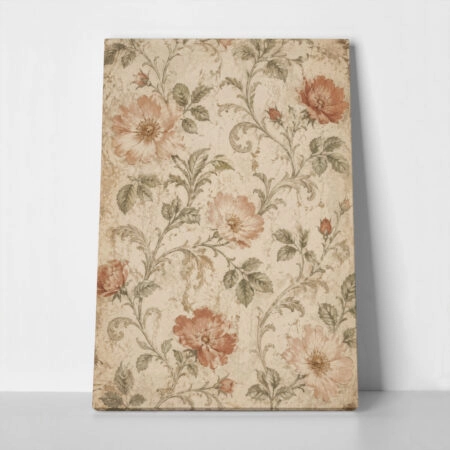 Πίνακας σε Καμβά VINTAGE DARK ACADEMIA FLORAL PATTERN 2 - 