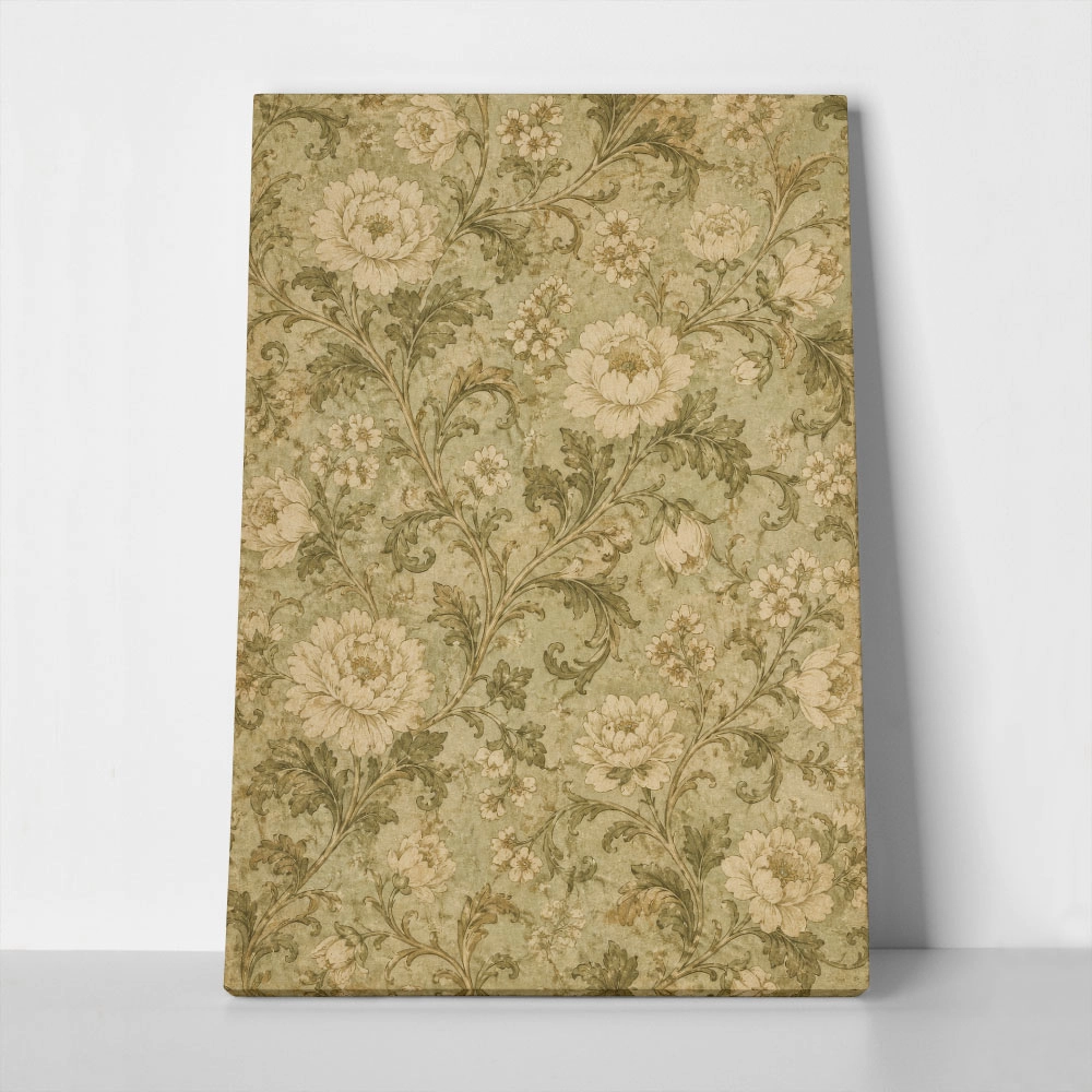 Πίνακας σε Καμβά VINTAGE DARK ACADEMIA FLORAL PATTERN 4