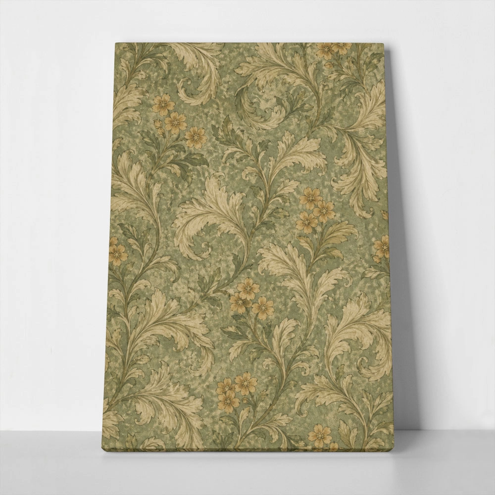 Πίνακας σε Καμβά VINTAGE DARK ACADEMIA FLORAL PATTERN 5