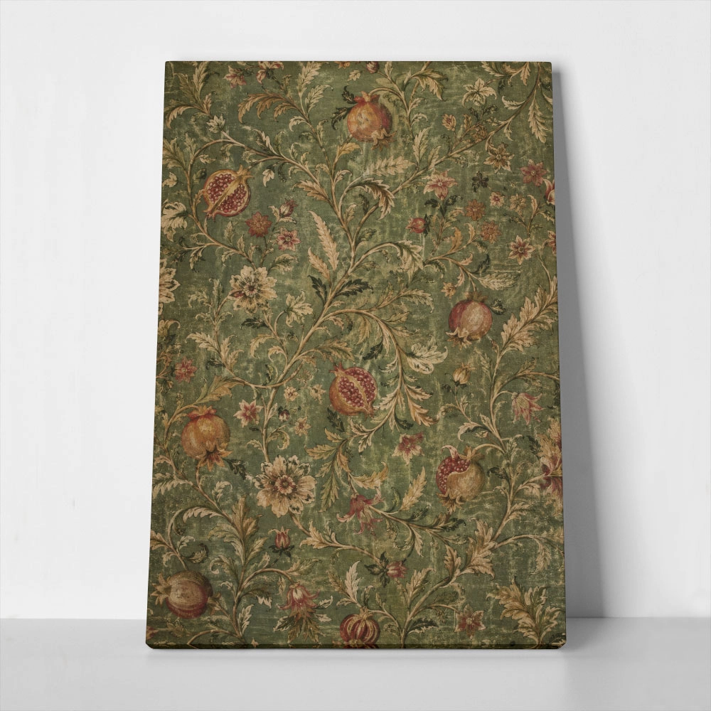 Πίνακας σε Καμβά VINTAGE DARK ACADEMIA FLORAL PATTERN