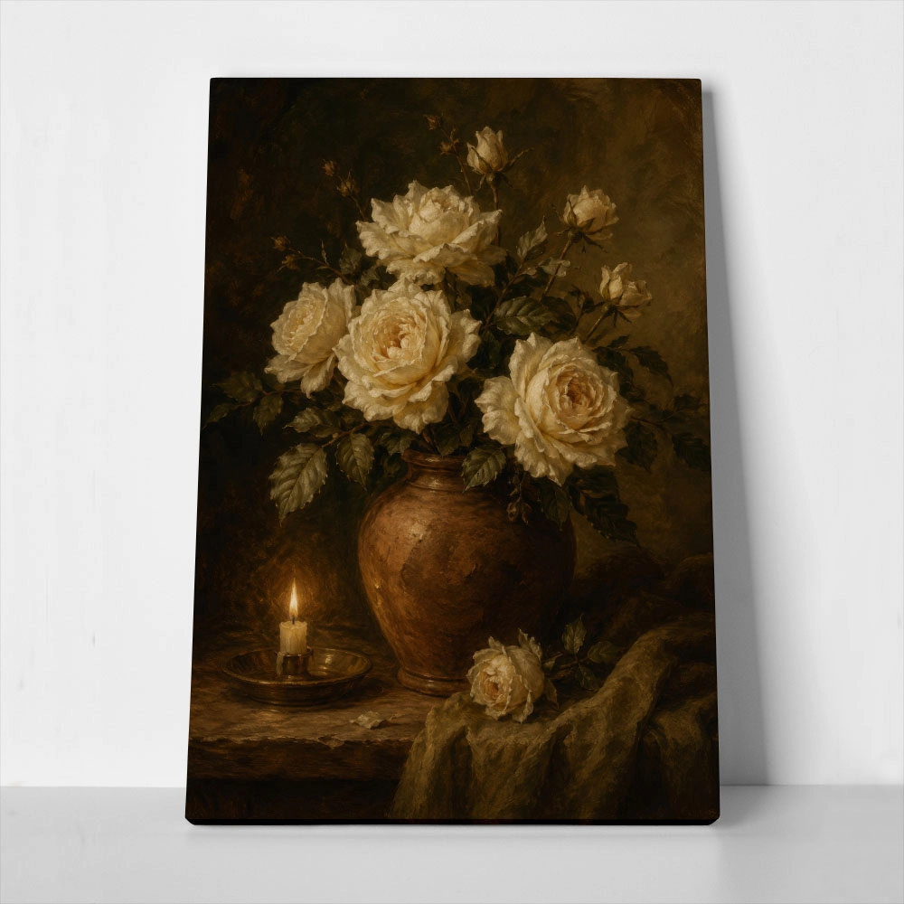 Πίνακας σε Καμβά VINTAGE DARK ACADEMIA FLOWER VASE 19