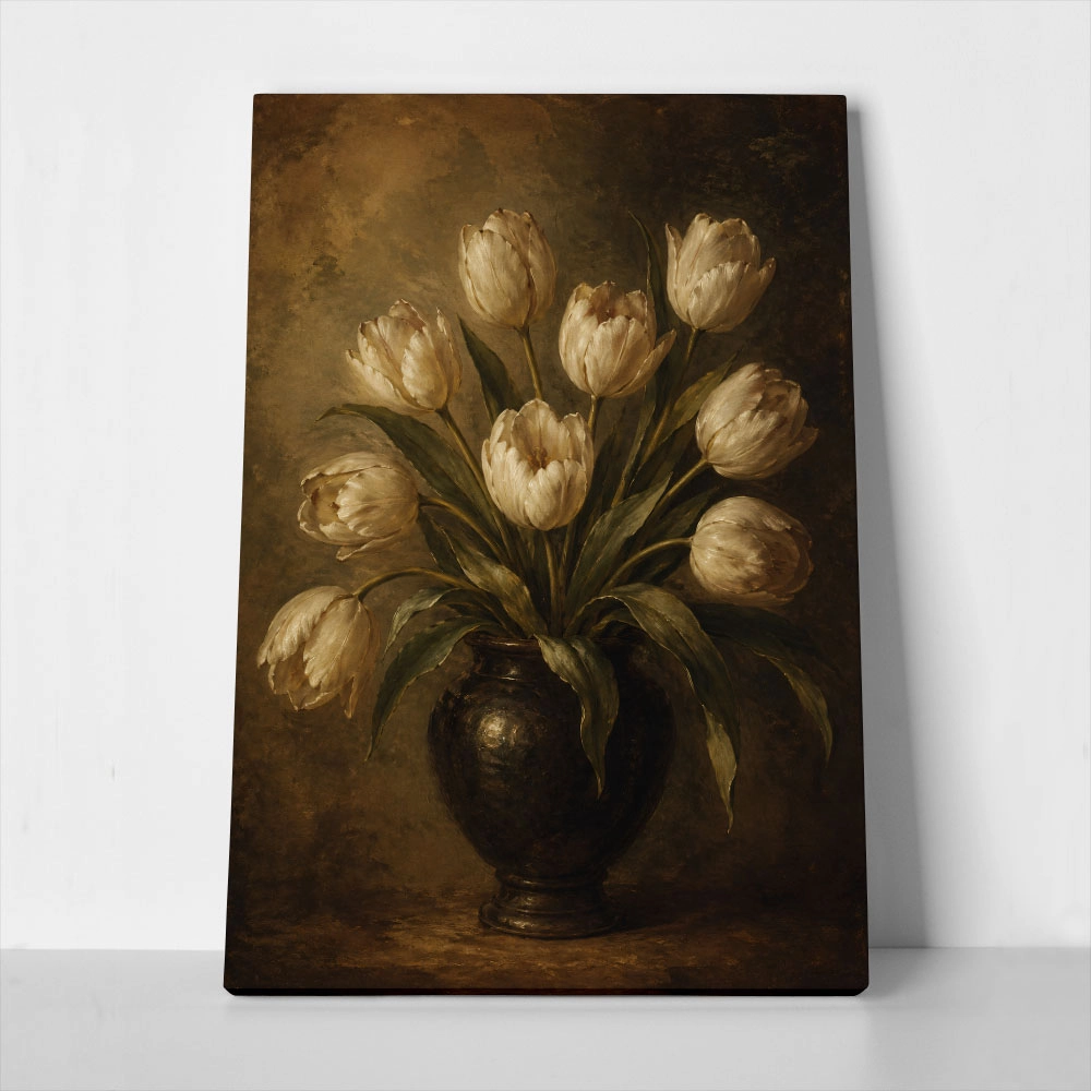 Πίνακας σε Καμβά VINTAGE DARK ACADEMIA FLOWER VASE 23