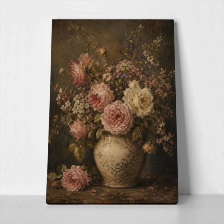 Πίνακας σε Καμβά VINTAGE DARK ACADEMIA FLOWER VASE 7 - Vintage