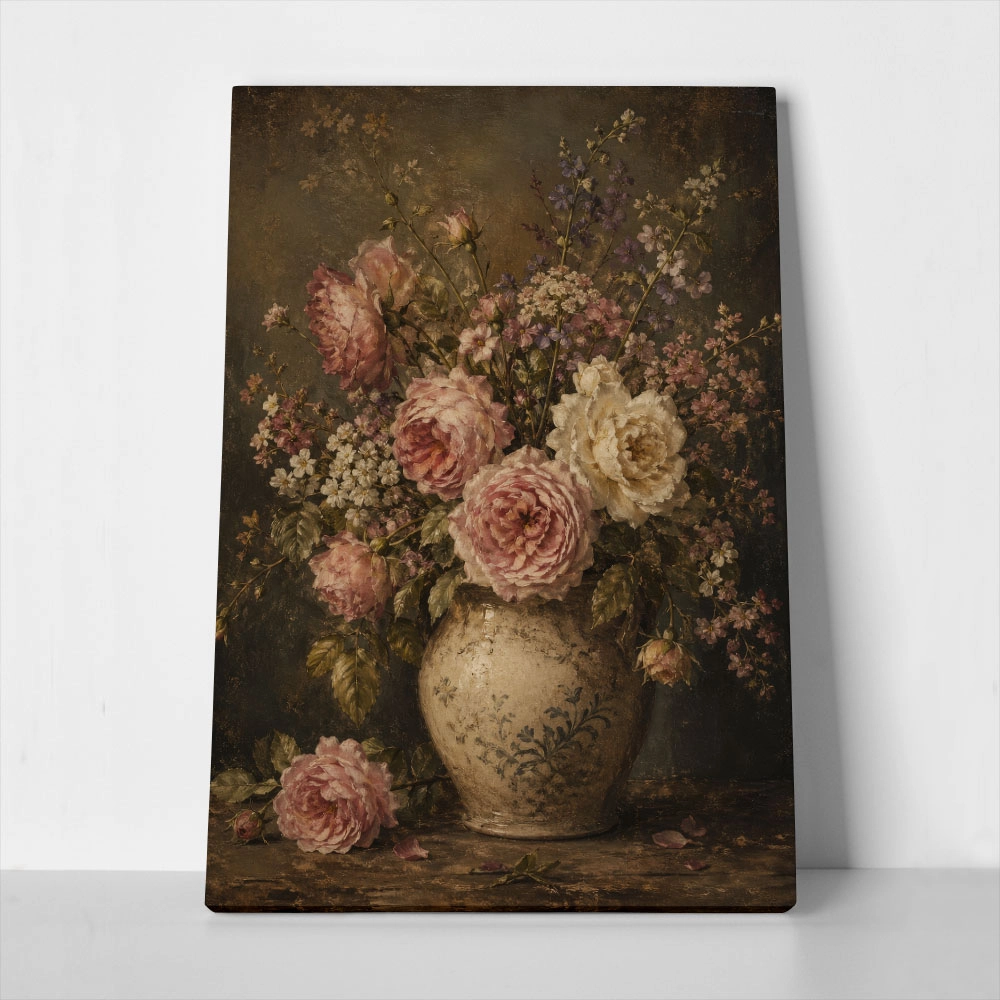 Πίνακας σε Καμβά VINTAGE DARK ACADEMIA FLOWER VASE 7