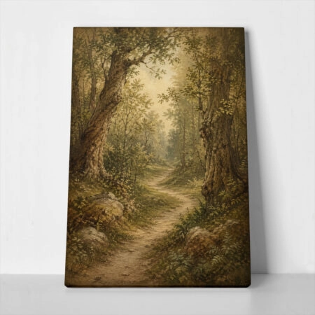 Πίνακας σε Καμβά VINTAGE DARK ACADEMIA FOREST PATH 2 - 
