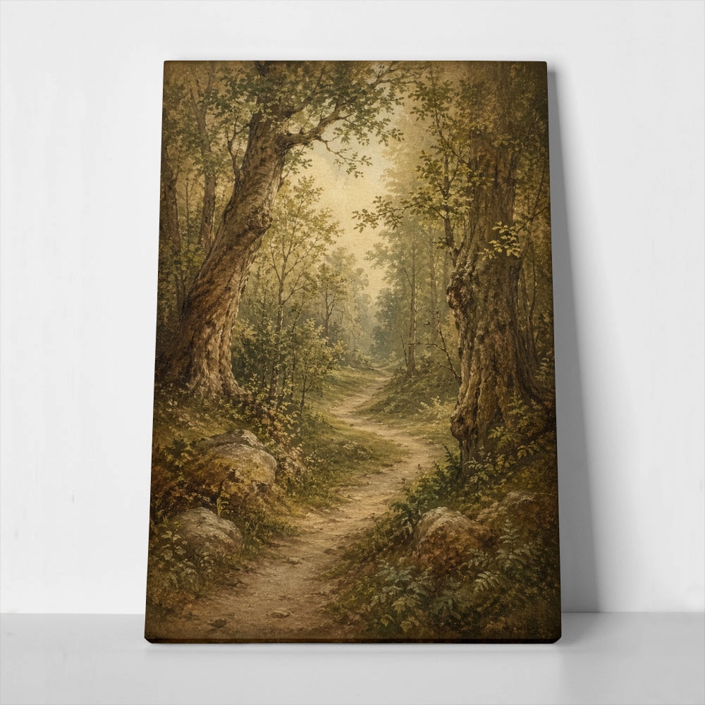 Πίνακας σε Καμβά VINTAGE DARK ACADEMIA FOREST PATH 2