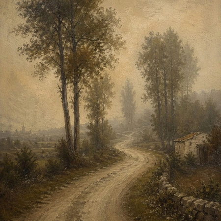Πίνακας σε Καμβά VINTAGE DARK ACADEMIA FOREST PATH 3 -  Sticky 5