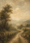 Πίνακας σε Καμβά VINTAGE DARK ACADEMIA FOREST PATH 4