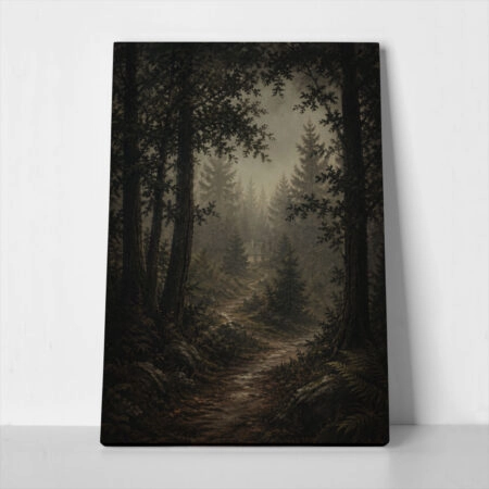 Πίνακας σε Καμβά VINTAGE DARK ACADEMIA FOREST PATH - Vintage
