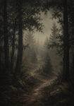 Πίνακας σε Καμβά VINTAGE DARK ACADEMIA FOREST PATH