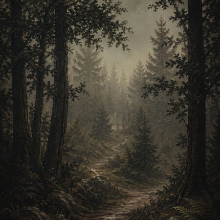 Πίνακας σε Καμβά VINTAGE DARK ACADEMIA FOREST PATH - Vintage Sticky 5