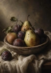 Πίνακας σε Καμβά VINTAGE DARK ACADEMIA FRUIT BOWL