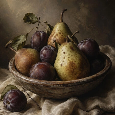 Πίνακας σε Καμβά VINTAGE DARK ACADEMIA FRUIT BOWL - Vintage Sticky 5