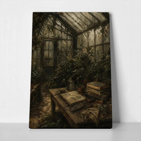 Πίνακας σε Καμβά VINTAGE DARK ACADEMIA GREENERY - Vintage