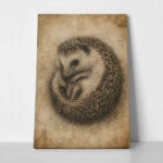 Πίνακας σε Καμβά VINTAGE DARK ACADEMIA HEDGEHOG