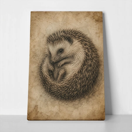 Πίνακας σε Καμβά VINTAGE DARK ACADEMIA HEDGEHOG - 