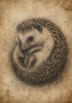 Πίνακας σε Καμβά VINTAGE DARK ACADEMIA HEDGEHOG