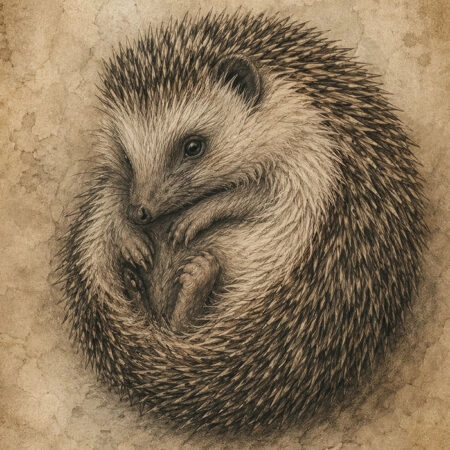 Πίνακας σε Καμβά VINTAGE DARK ACADEMIA HEDGEHOG -  Sticky 5