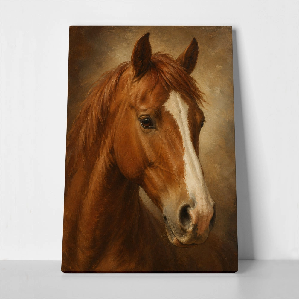 Πίνακας σε Καμβά VINTAGE DARK ACADEMIA HORSE 10
