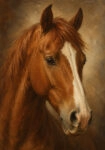 Πίνακας σε Καμβά VINTAGE DARK ACADEMIA HORSE 10