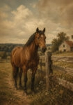 Πίνακας σε Καμβά VINTAGE DARK ACADEMIA HORSE 2
