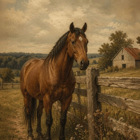 Πίνακας σε Καμβά VINTAGE DARK ACADEMIA HORSE 2 - Vintage Sticky 5