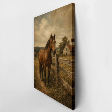 Πίνακας σε Καμβά VINTAGE DARK ACADEMIA HORSE 2 - Vintage Sticky 2