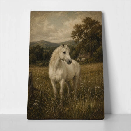 Πίνακας σε Καμβά VINTAGE DARK ACADEMIA HORSE 3 - Vintage