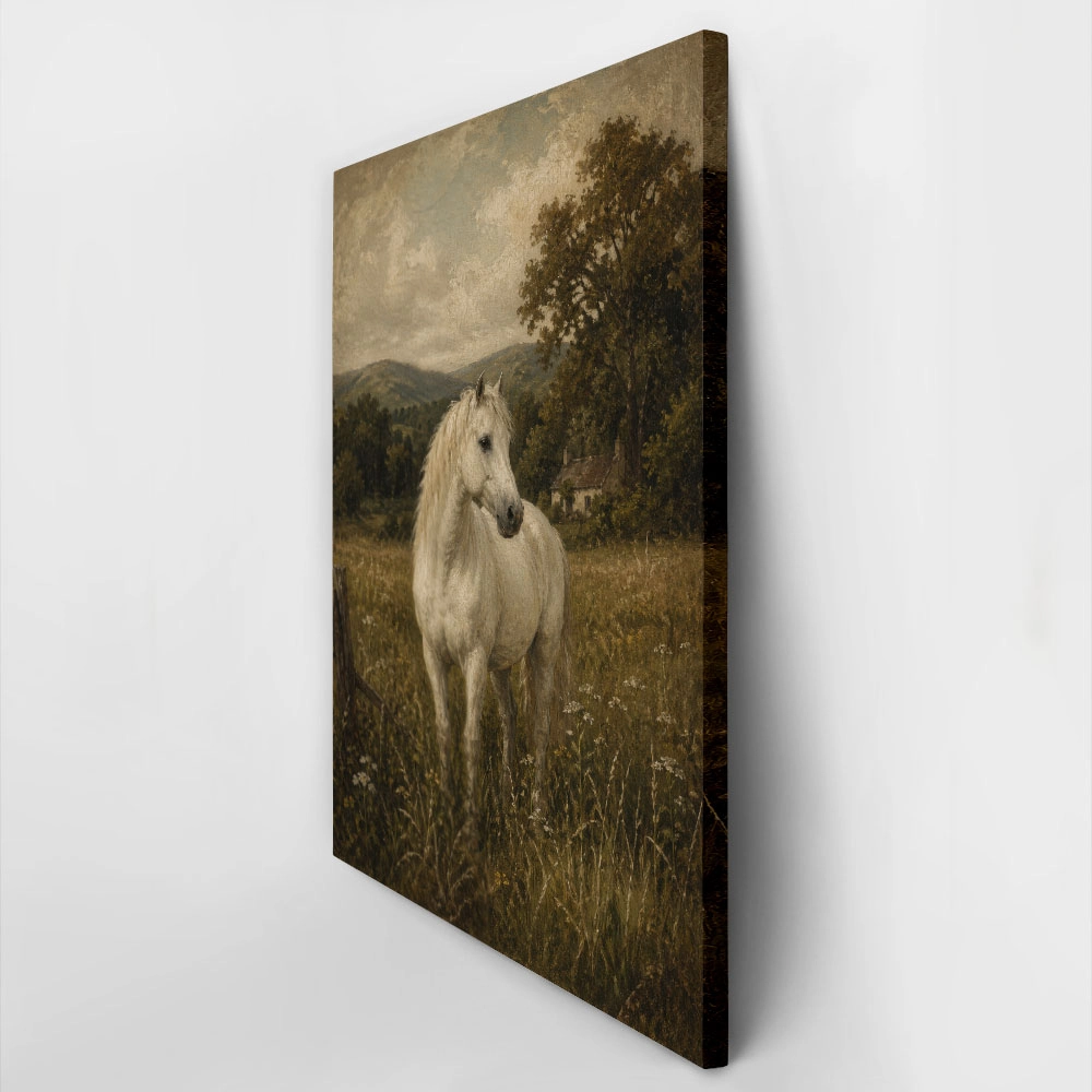 Πίνακας σε Καμβά VINTAGE DARK ACADEMIA HORSE 3
