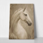 Πίνακας σε Καμβά VINTAGE DARK ACADEMIA HORSE 6