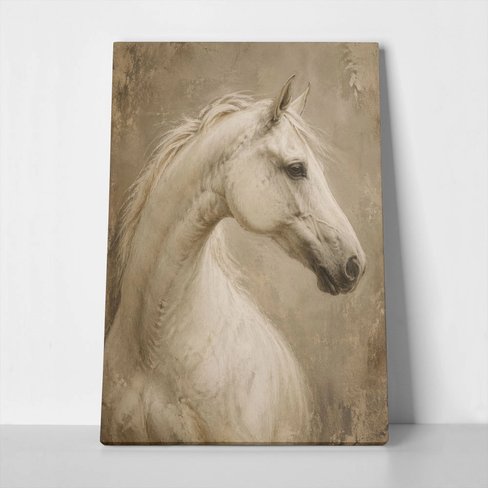 Πίνακας σε Καμβά VINTAGE DARK ACADEMIA HORSE 6