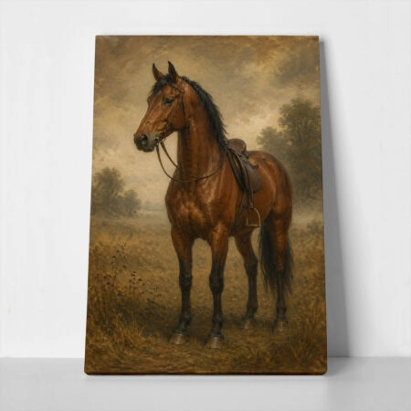 Πίνακας σε Καμβά VINTAGE DARK ACADEMIA HORSE 8 - 