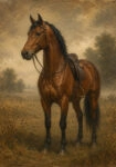 Πίνακας σε Καμβά VINTAGE DARK ACADEMIA HORSE 8