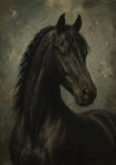 Πίνακας σε Καμβά VINTAGE DARK ACADEMIA HORSE 9