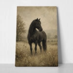 Πίνακας σε Καμβά VINTAGE DARK ACADEMIA HORSE