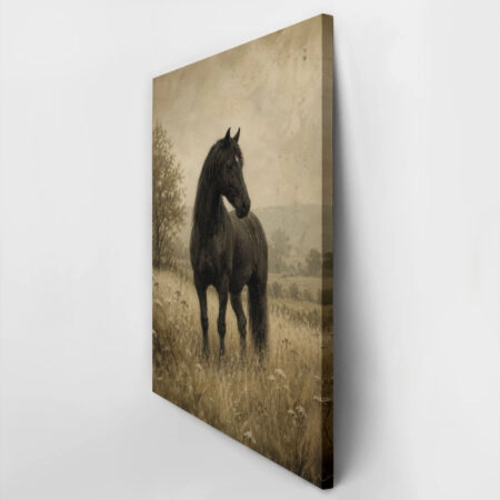 Πίνακας σε Καμβά VINTAGE DARK ACADEMIA HORSE - Vintage Sticky 2