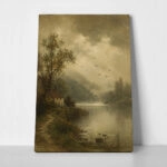 Πίνακας σε Καμβά VINTAGE DARK ACADEMIA LAKE PATH