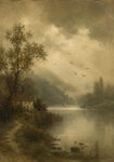 Πίνακας σε Καμβά VINTAGE DARK ACADEMIA LAKE PATH