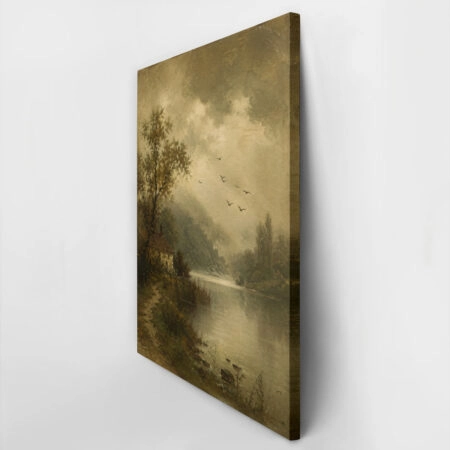 Πίνακας σε Καμβά VINTAGE DARK ACADEMIA LAKE PATH - Vintage Sticky 2