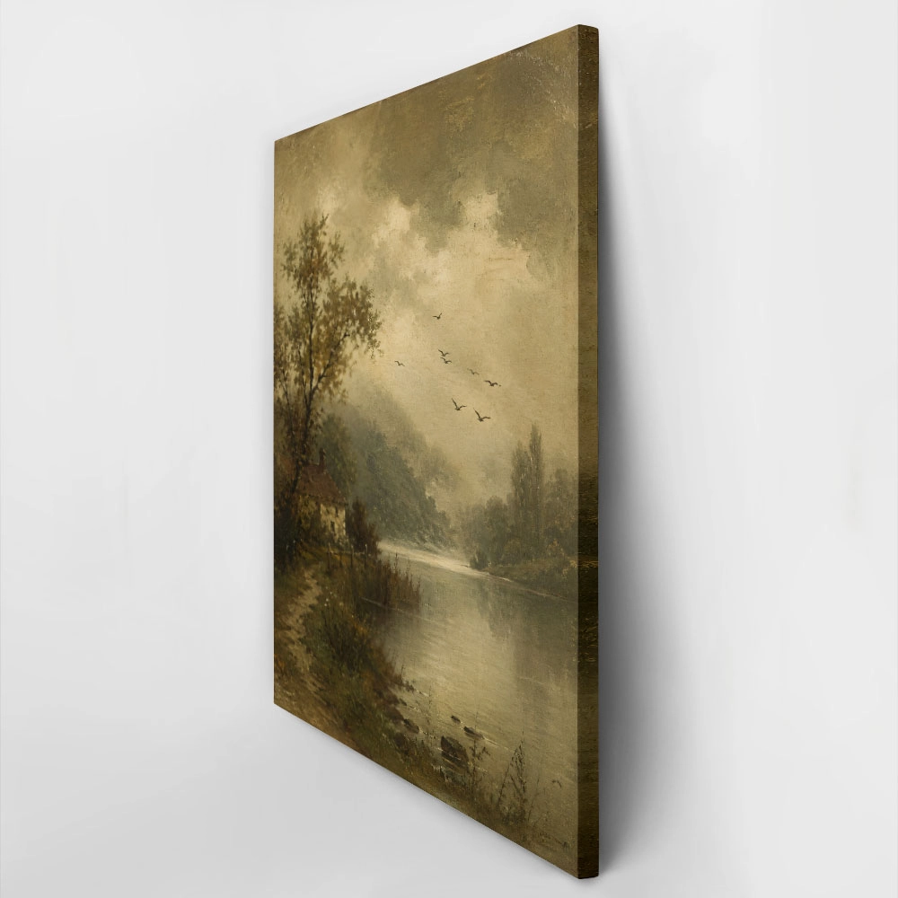 Πίνακας σε Καμβά VINTAGE DARK ACADEMIA LAKE PATH