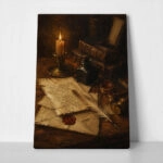 Πίνακας σε Καμβά VINTAGE DARK ACADEMIA LETTERS