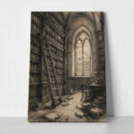 Πίνακας σε Καμβά VINTAGE DARK ACADEMIA LIBRARY 2